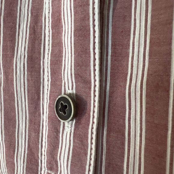 Orvis Women’s Small Dusty Rose Striped Shirt Leather Trim Long Sleeve Button Up - Picture 3 of 15
